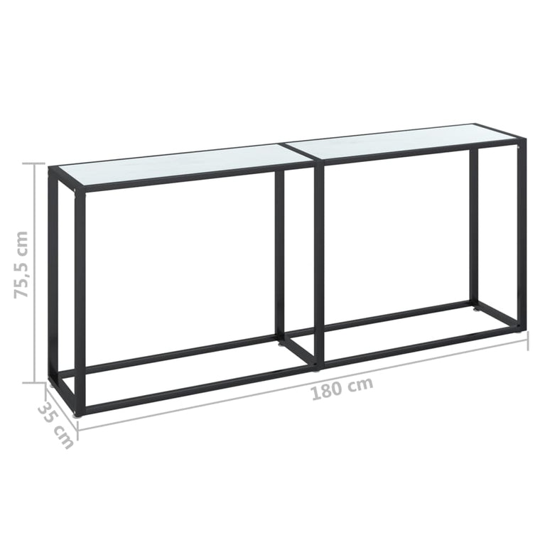 Wandtafel 180x35x75,5 cm gehard glas witmarmerkleurig MeubelReus