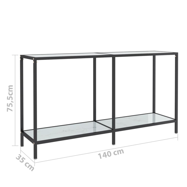 Wandtafel 140x35x75,5 cm gehard glas wit MeubelReus