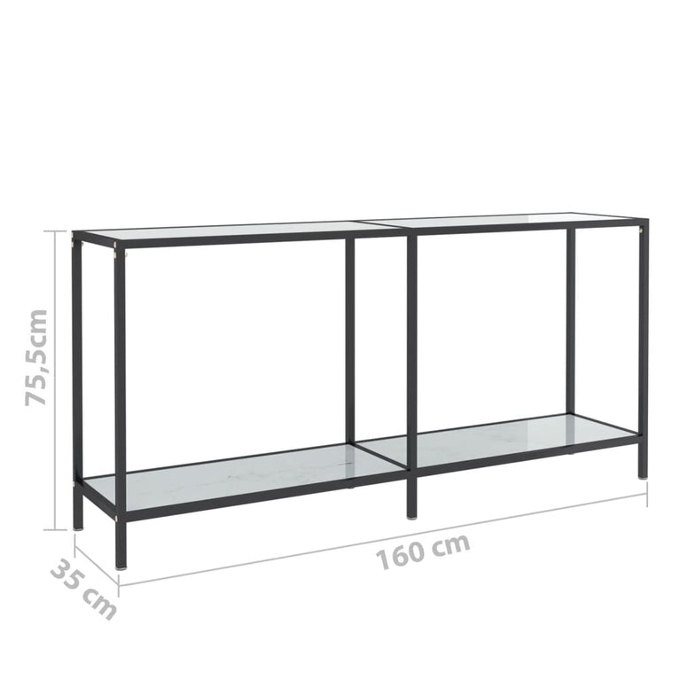 Wandtafel 160x35x75,5 cm gehard glas wit MeubelReus
