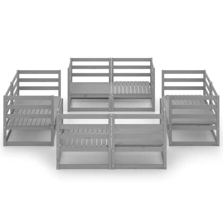 8-delige Loungeset massief grenenhout grijs MeubelReus