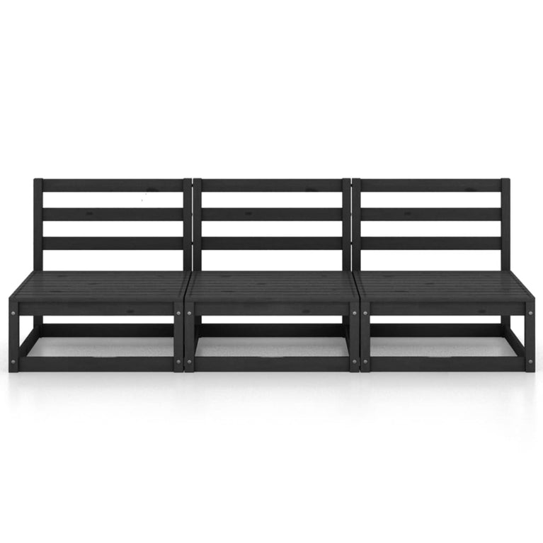 Tuinbank 3-zits massief grenenhout zwart MeubelReus