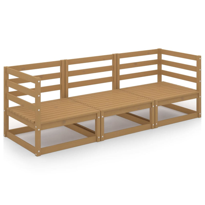 Tuinbank 3-zits massief grenenhout honingbruin MeubelReus