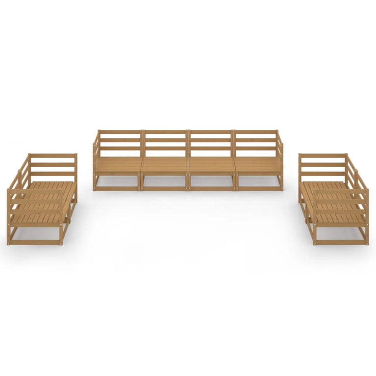 8-delige Loungeset massief grenenhout honingbruin MeubelReus