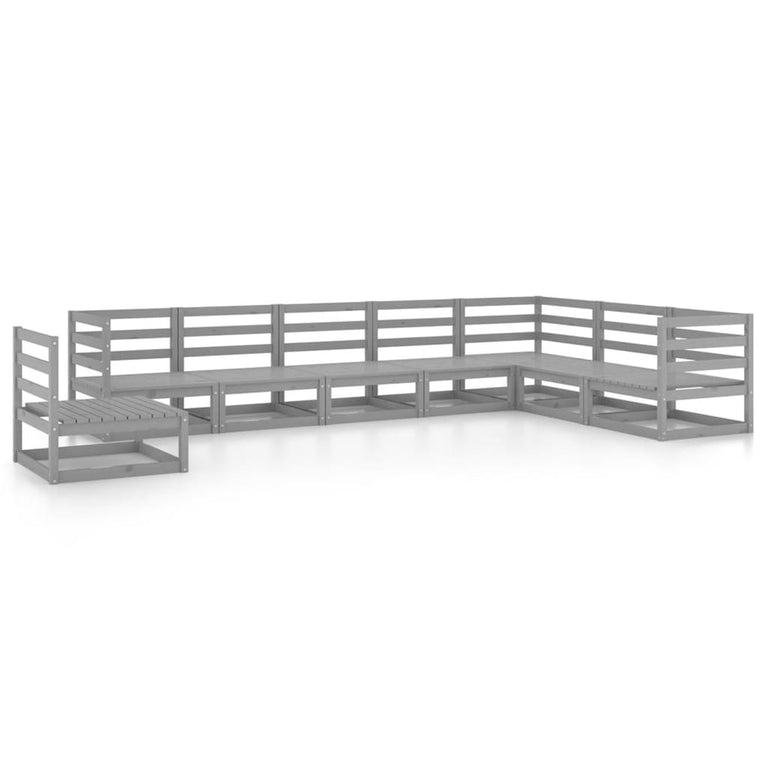 8-delige Loungeset massief grenenhout grijs MeubelReus