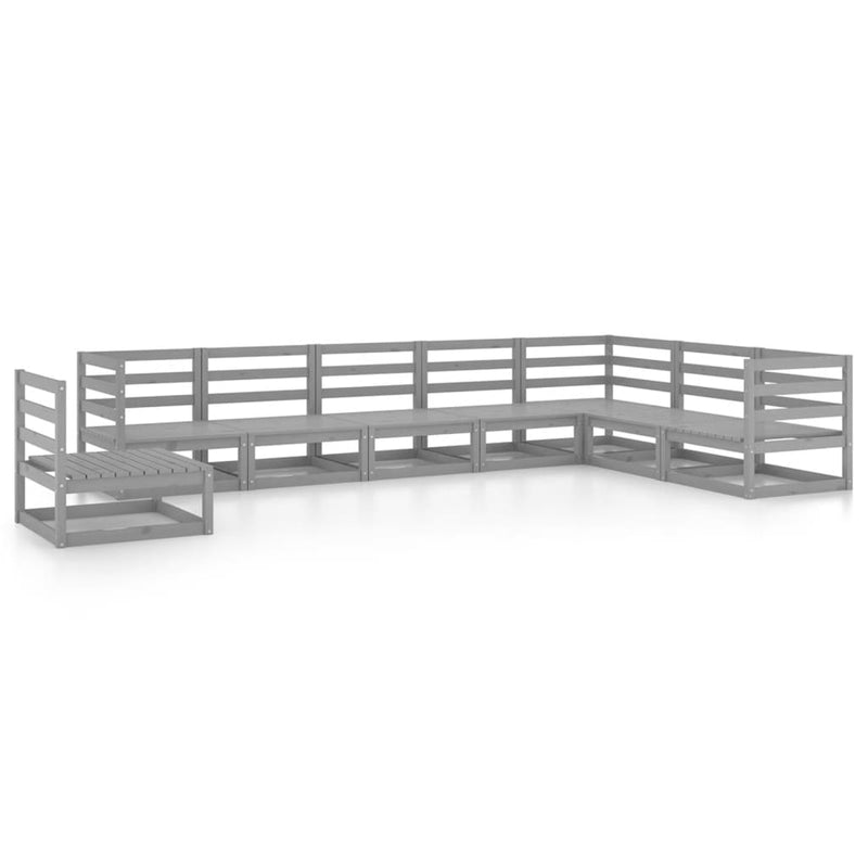 8-delige Loungeset massief grenenhout grijs MeubelReus