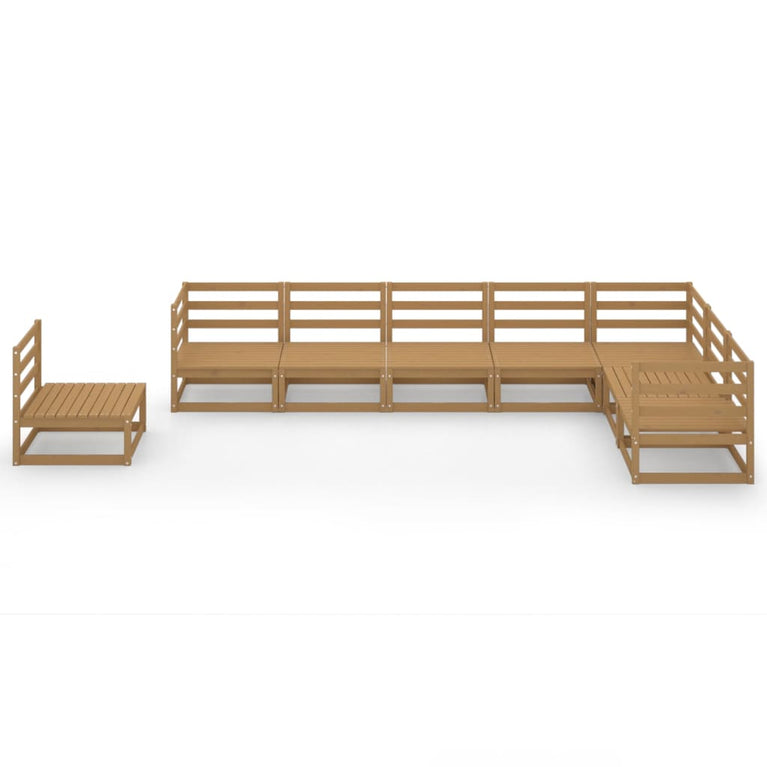 8-delige Loungeset massief grenenhout honingbruin MeubelReus