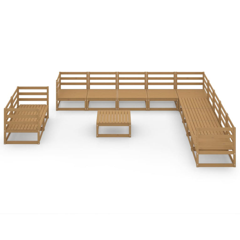 12-delige Loungeset massief grenenhout honingbruin