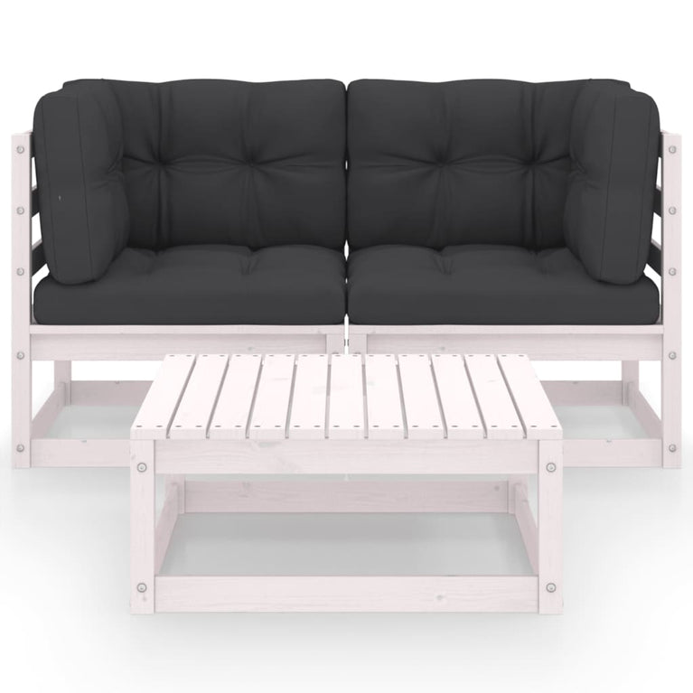 3-delige Loungeset met kussens massief grenenhout MeubelReus