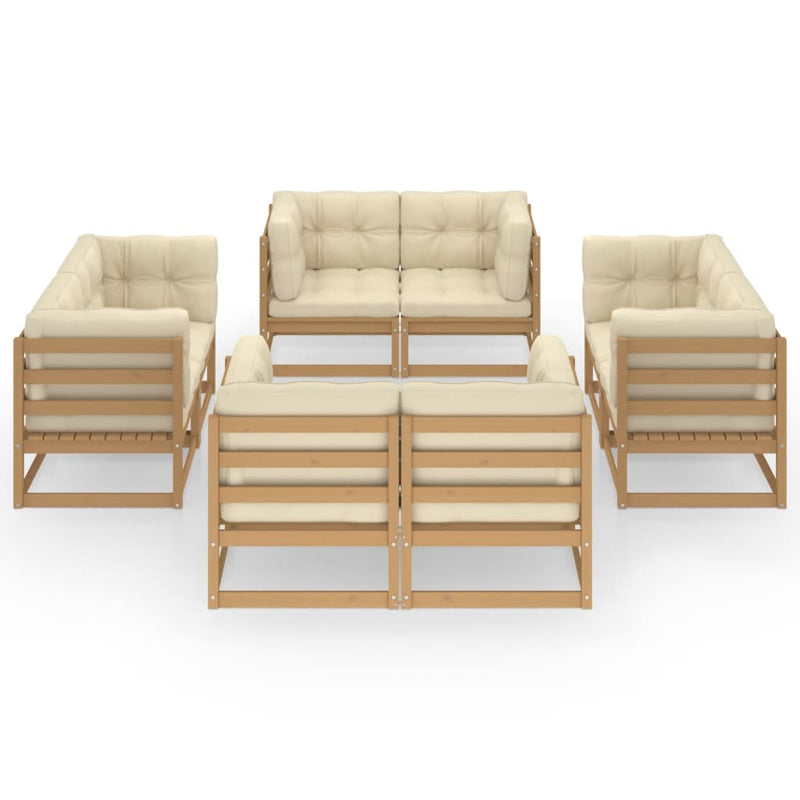 8-delige Loungeset met kussens massief grenenhout