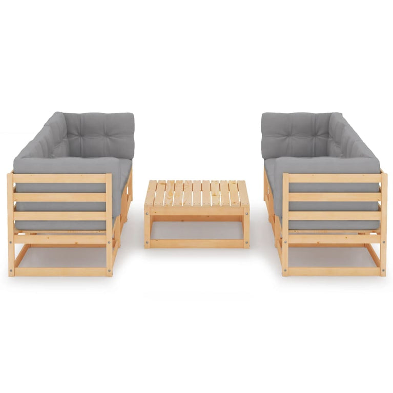 7-delige Loungeset met kussens massief grenenhout MeubelReus