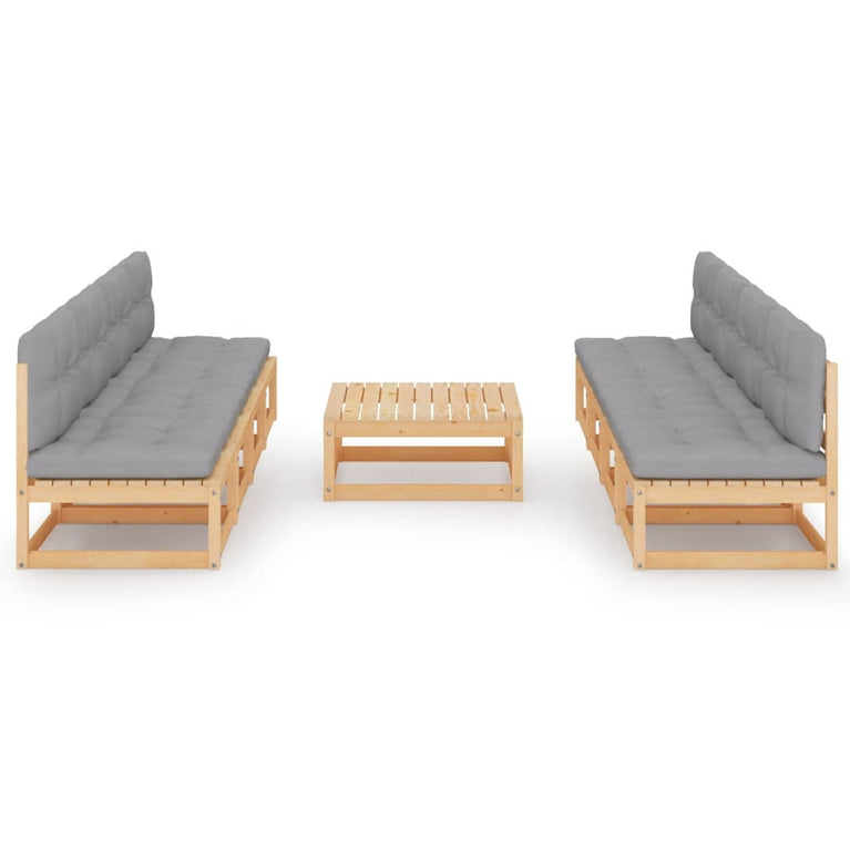 9-delige Loungeset met kussens massief grenenhout MeubelReus