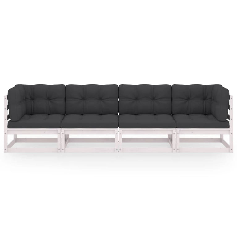 Tuinbank 4-zits met kussens massief grenenhout MeubelReus