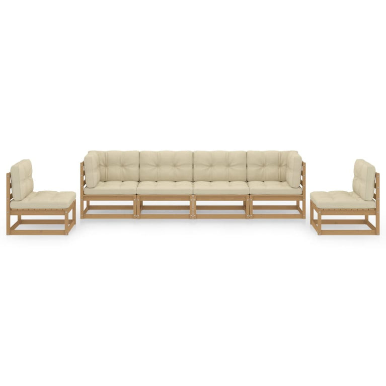 6-delige Loungeset met kussens massief grenenhout MeubelReus