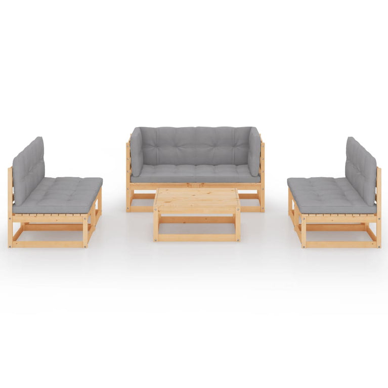 7-delige Loungeset met kussens massief grenenhout MeubelReus