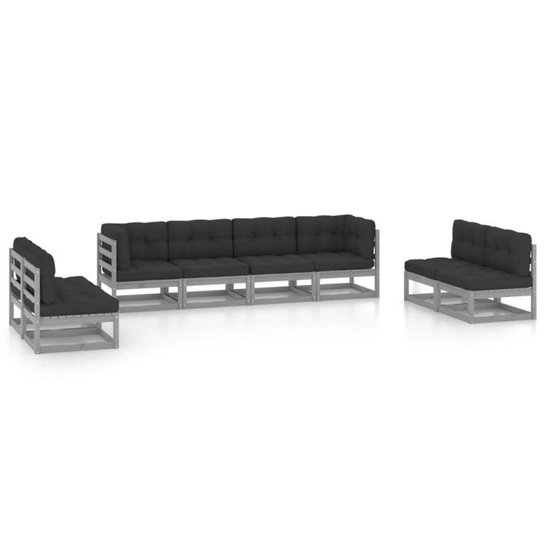 8-delige Loungeset met kussens massief grenenhout