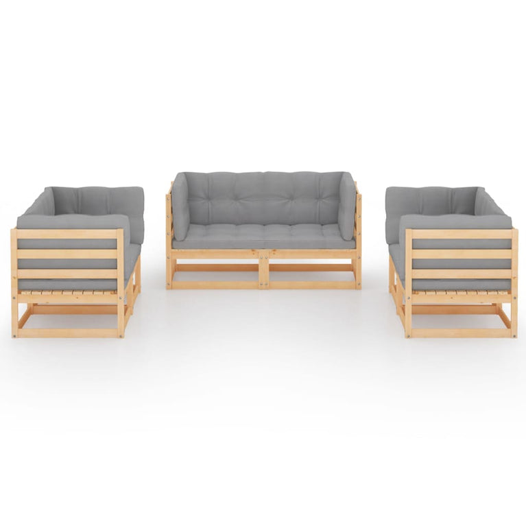 6-delige Loungeset met kussens massief grenenhout MeubelReus