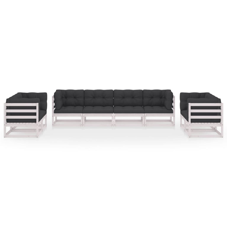 8-delige Loungeset met kussens massief grenenhout