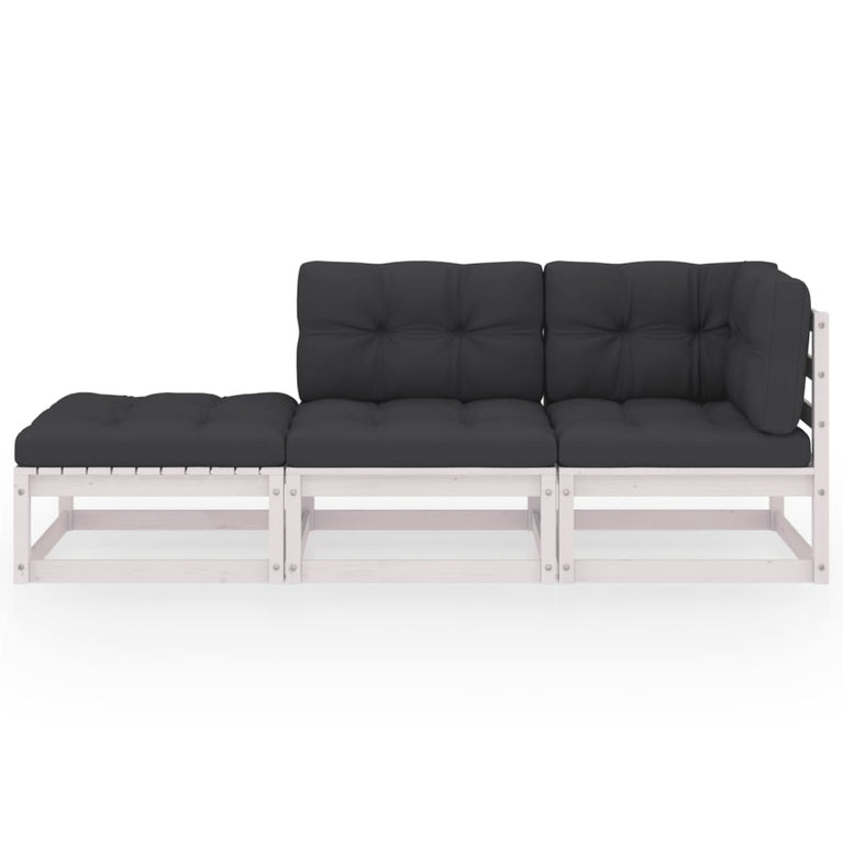 3-delige Loungeset met kussens massief grenenhout MeubelReus