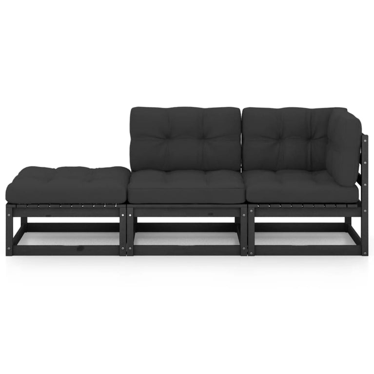 3-delige Loungeset met kussens massief grenenhout MeubelReus