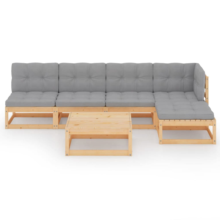 6-delige Loungeset met kussens massief grenenhout MeubelReus