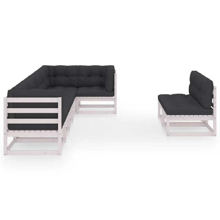 8-delige Loungeset met kussens massief grenenhout