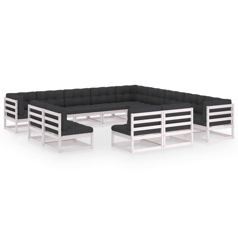 13-delige Loungeset met kussens massief grenenhout wit MeubelReus