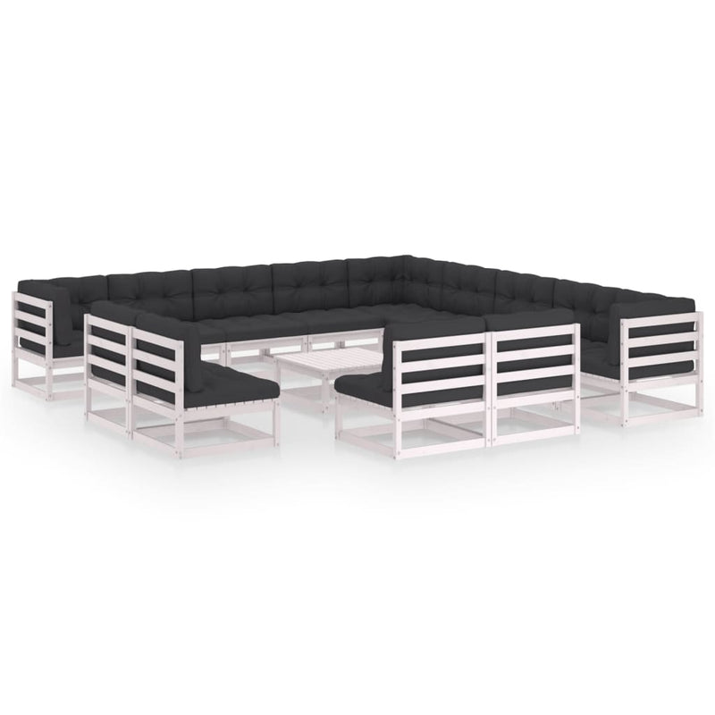 14-delige Loungeset met kussens massief grenenhout wit MeubelReus