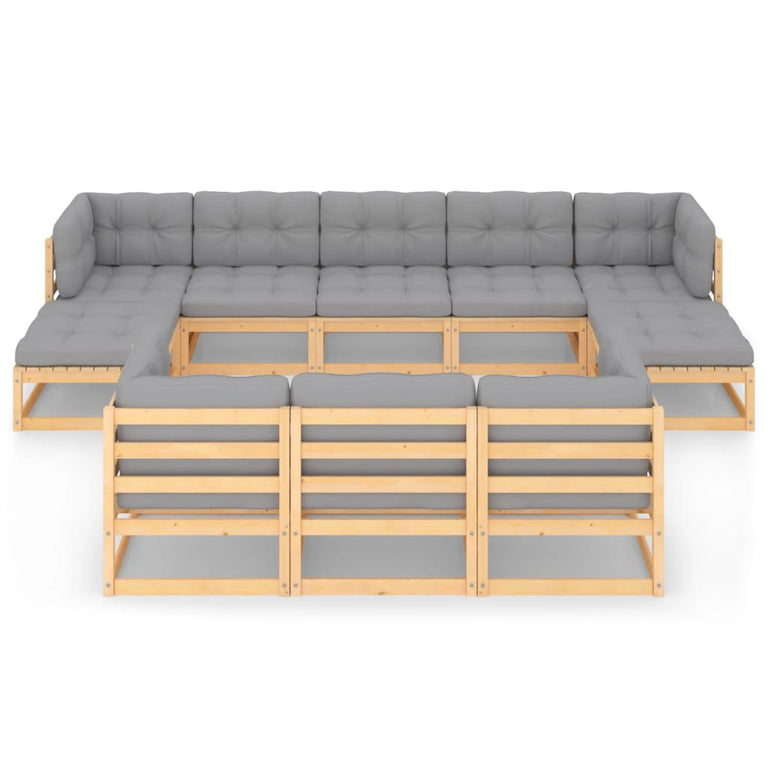 10-delige Loungeset met kussens massief grenenhout MeubelReus