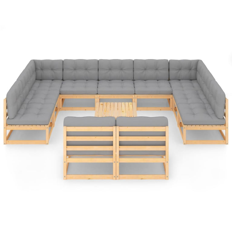 12-delige Loungeset met kussens massief grenenhout MeubelReus