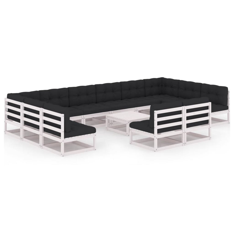 13-delige Loungeset met kussens massief grenenhout wit MeubelReus