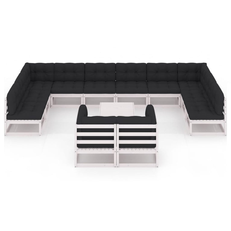 13-delige Loungeset met kussens massief grenenhout wit MeubelReus