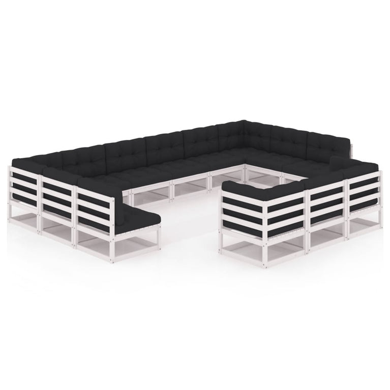 13-delige Loungeset met kussens massief grenenhout wit MeubelReus