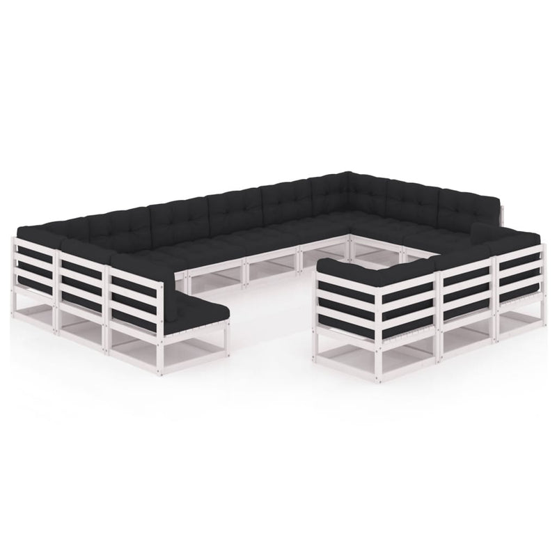 13-delige Loungeset met kussens massief grenenhout wit MeubelReus