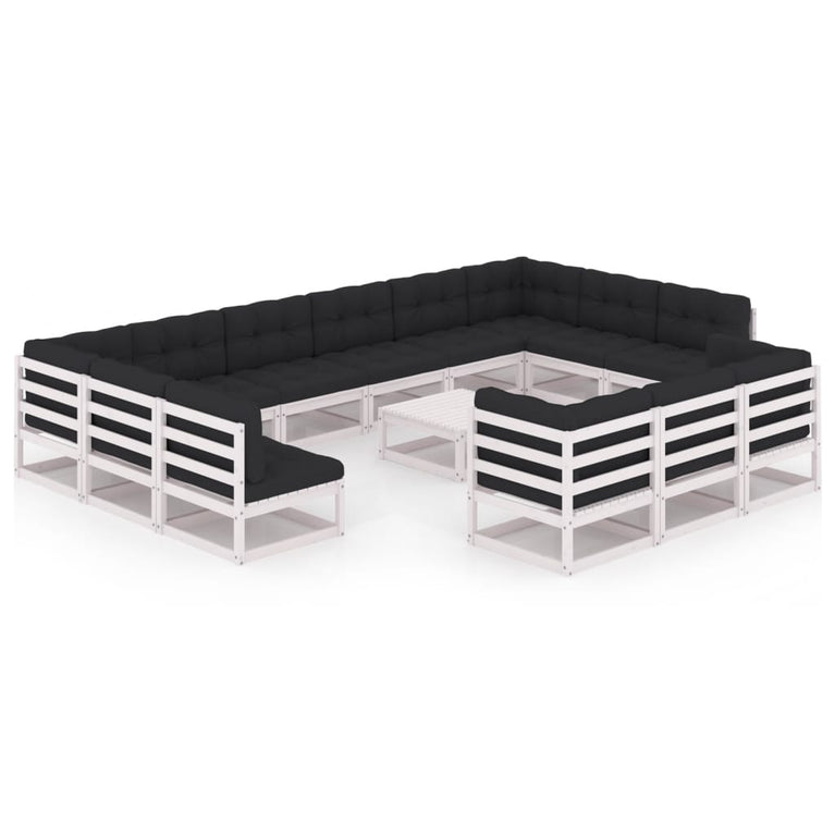 14-delige Loungeset met kussens massief grenenhout wit MeubelReus