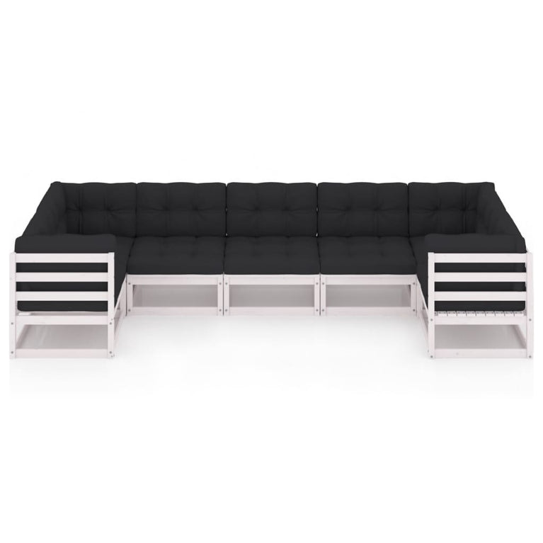 7-delige Loungeset met kussens massief grenenhout wit MeubelReus