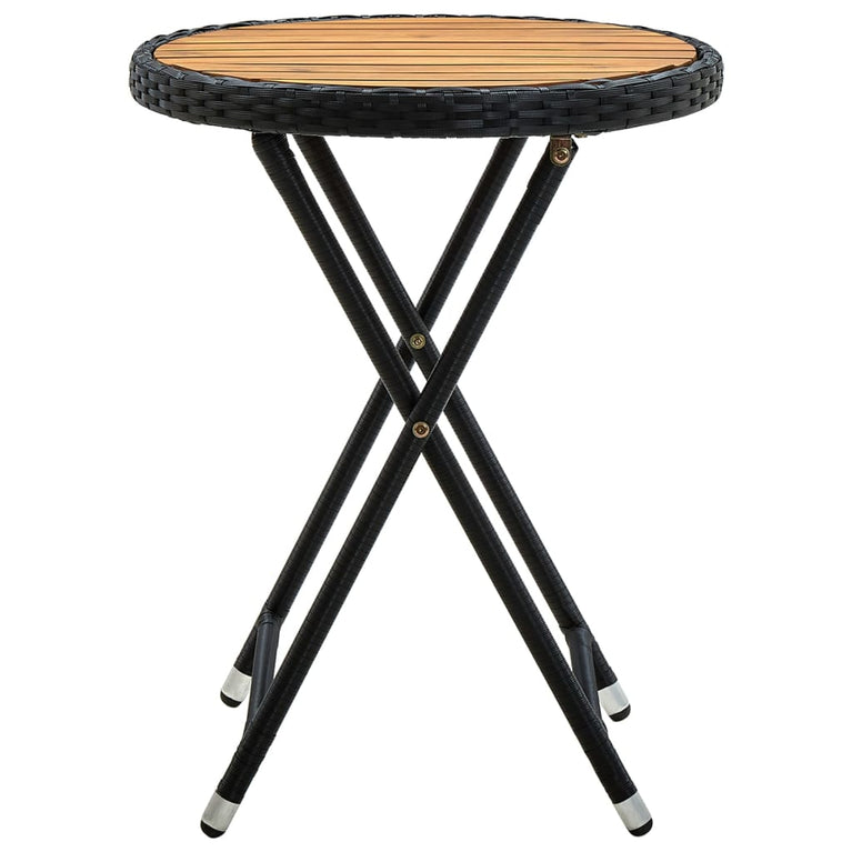Salontafel 60 cm poly rattan en massief acaciahout zwart MeubelReus