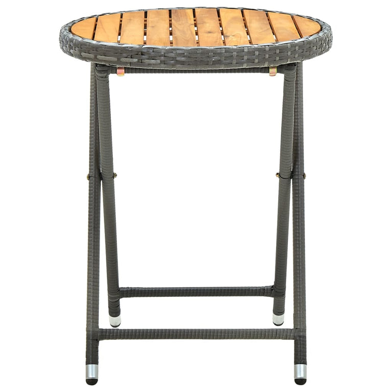 Tafeltje 60 cm poly rattan en massief acaciahout grijs MeubelReus