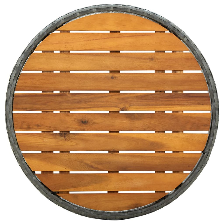 Tafeltje 60 cm poly rattan en massief acaciahout grijs MeubelReus