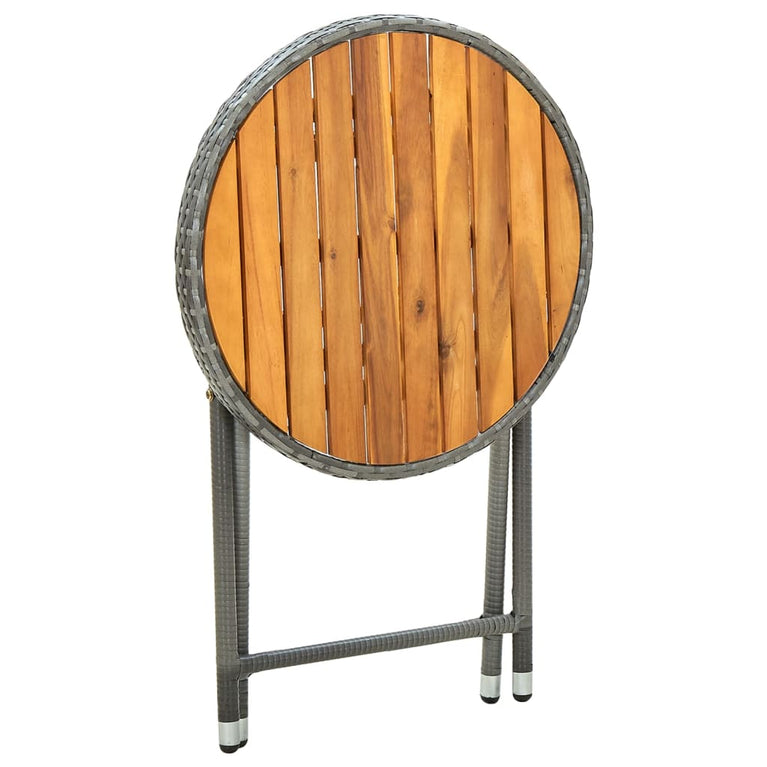 Tafeltje 60 cm poly rattan en massief acaciahout grijs MeubelReus