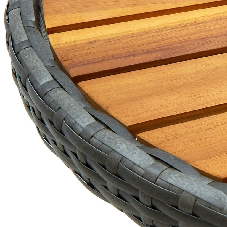 Tafeltje 60 cm poly rattan en massief acaciahout grijs MeubelReus