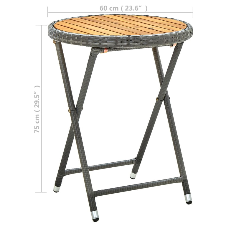 Tafeltje 60 cm poly rattan en massief acaciahout grijs MeubelReus