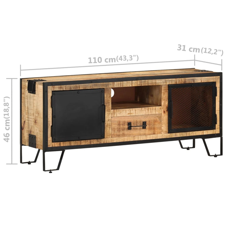 Tv-meubel 110x31x46 cm ruw mangohout MeubelReus