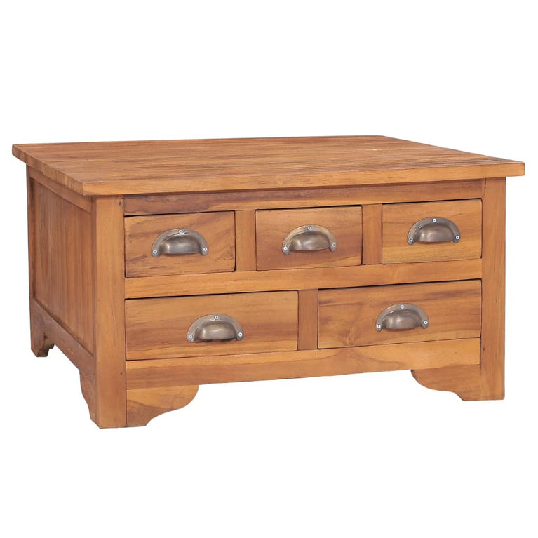 Salontafel met klapblad 65x64x35 cm massief teakhout MeubelReus