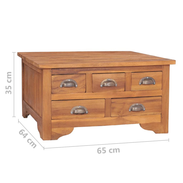 Salontafel met klapblad 65x64x35 cm massief teakhout MeubelReus