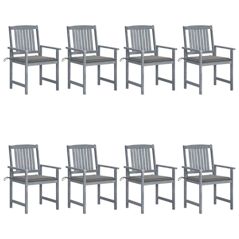 Tuinstoelen 8 st met kussens massief acaciahout grijs MeubelReus