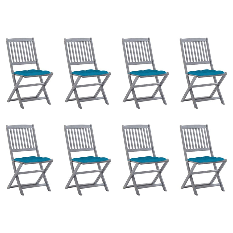 Tuinstoelen 8 st inklapbaar met kussens massief acaciahout MeubelReus