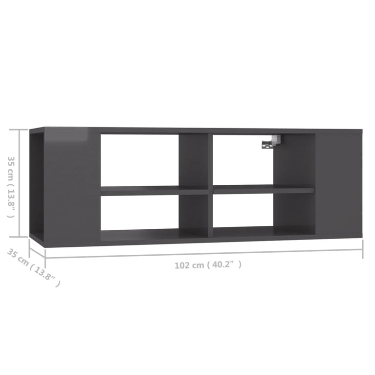 Tv-wandmeubel 102x35x35 cm spaanplaat grijs MeubelReus