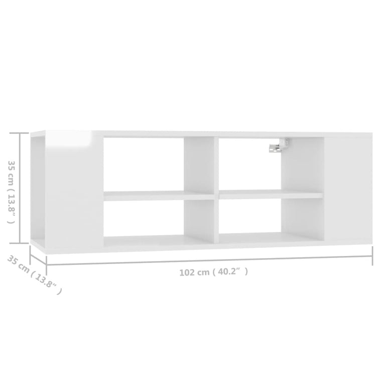 Tv-wandmeubel 102x35x35 cm spaanplaat hoogglans wit MeubelReus