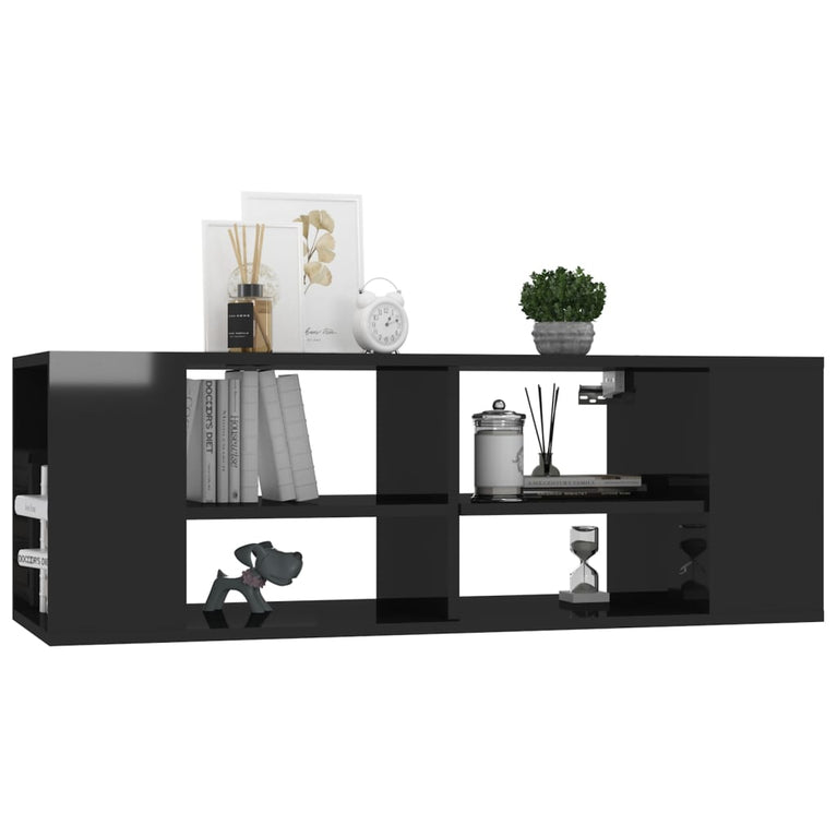 Tv-wandmeubel 102x35x35 cm spaanplaat hoogglans zwart MeubelReus