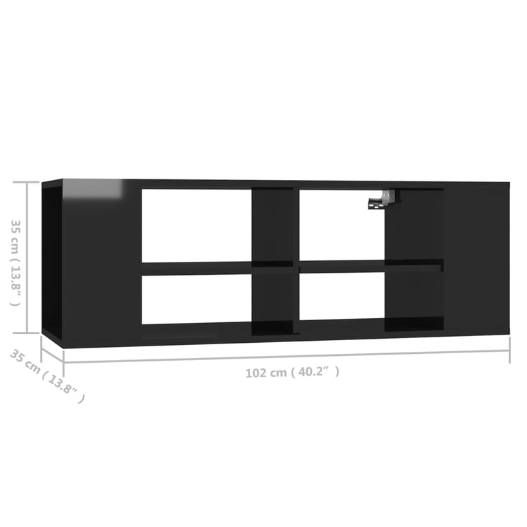 Tv-wandmeubel 102x35x35 cm spaanplaat hoogglans zwart MeubelReus